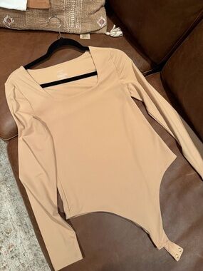 Nuuds Long Sleeve Nude Bodysuit with Scoop Neck